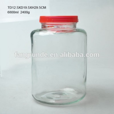 NEW SHAPED WITH PLASTIC LID FOR SUPERMARKET GLASS JAR