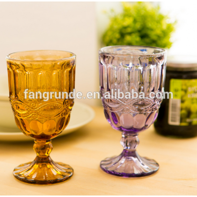 300ml-400ml nice embossed various colored creative homedesign glass goblet