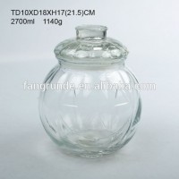 2.7L pumpkin shape smile embossed halloween favour Glass Storage Jar