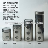 set of 4 apple hole round shape Glass Storage Jar with metal lid