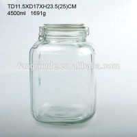 4.5L fashionable first class quality Glass Storage Jar with hinge lid