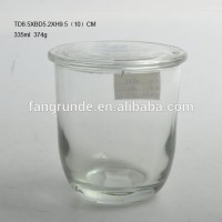 355ml transparent simple design Glass Candle Holder with lid