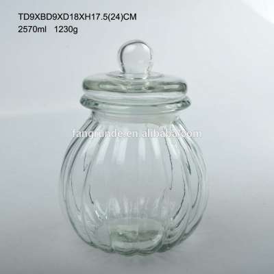 2570ml pumpkin shape food containers Glass Storage Jar with glass lid