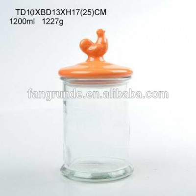 1.2L round shape Glass Storage Jar with special ceramic lid