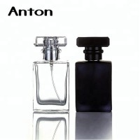 30 ml glass perfume bottle square 1 oz clear and black bottles