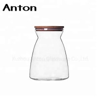 1.1 L Borosilicate large kitchen storage glass jars with cork and wooden lids