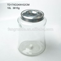 10L big capacity premium quality Glass Storage Jar with handle metal lid