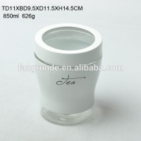 850ml white cover for food Glass Storage Jar with clear lid