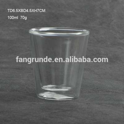 MODERN CRAZY SELING TRANSPARENT CYLINDRICAL GLASS DOUBLE WALL CUP